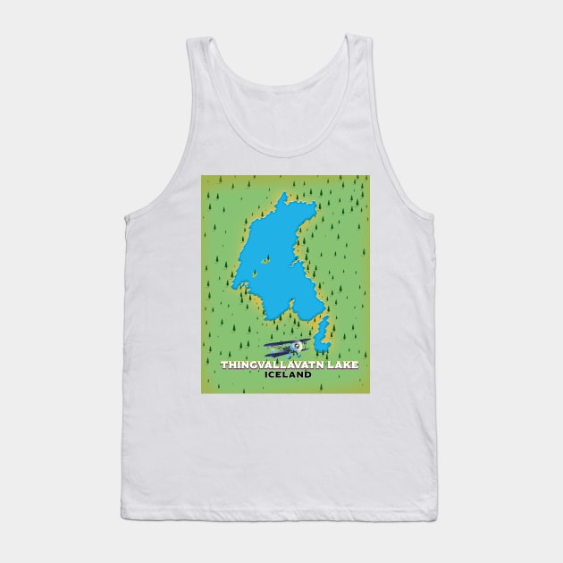 Thingvallavatn lake Iceland travel map Tank Top by nickemporium1